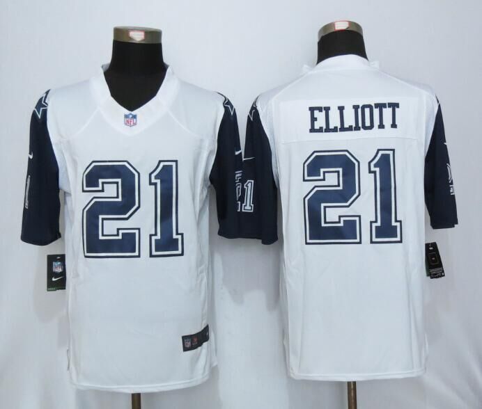 2016 Dallas Cowboys 21 Elliott White Men's Stitched New Nike Limited Rush Jersey